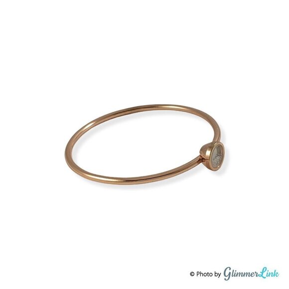 Minimalist Floating Rhinestones Rose Gold Tone Bangle Bracelet - Picture 7 of 9